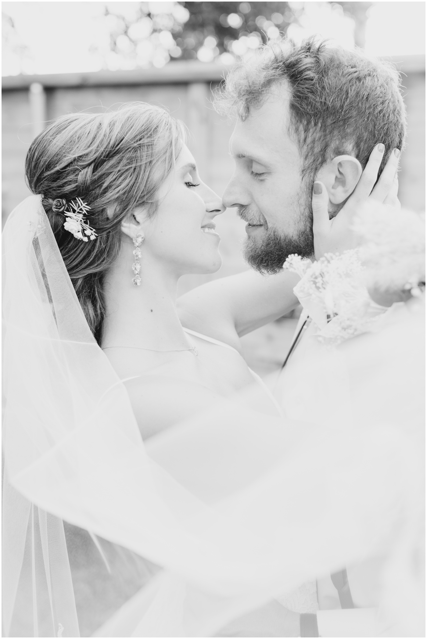 bride and groom kissing on their wedding day 