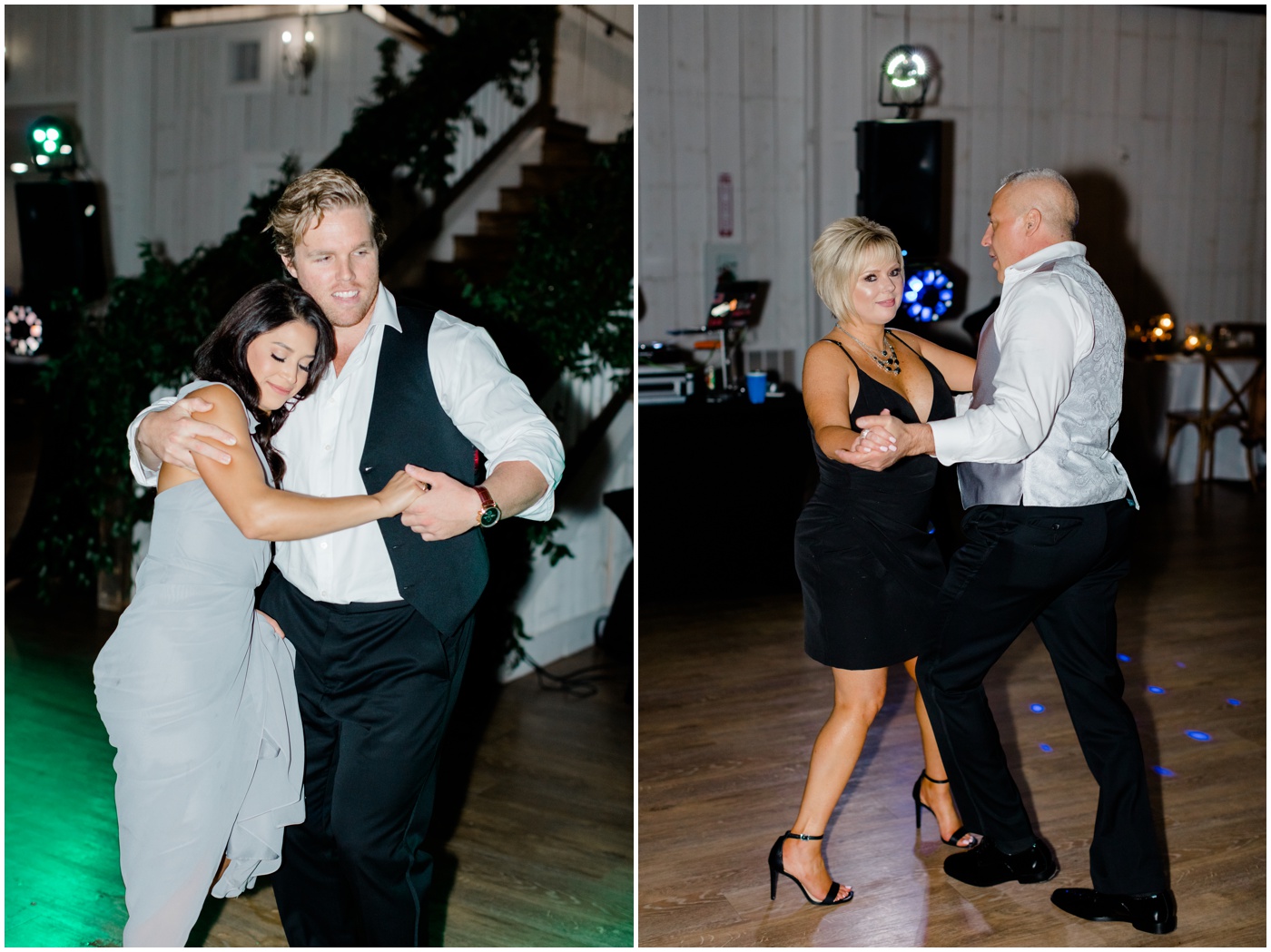 wedding guests dance together