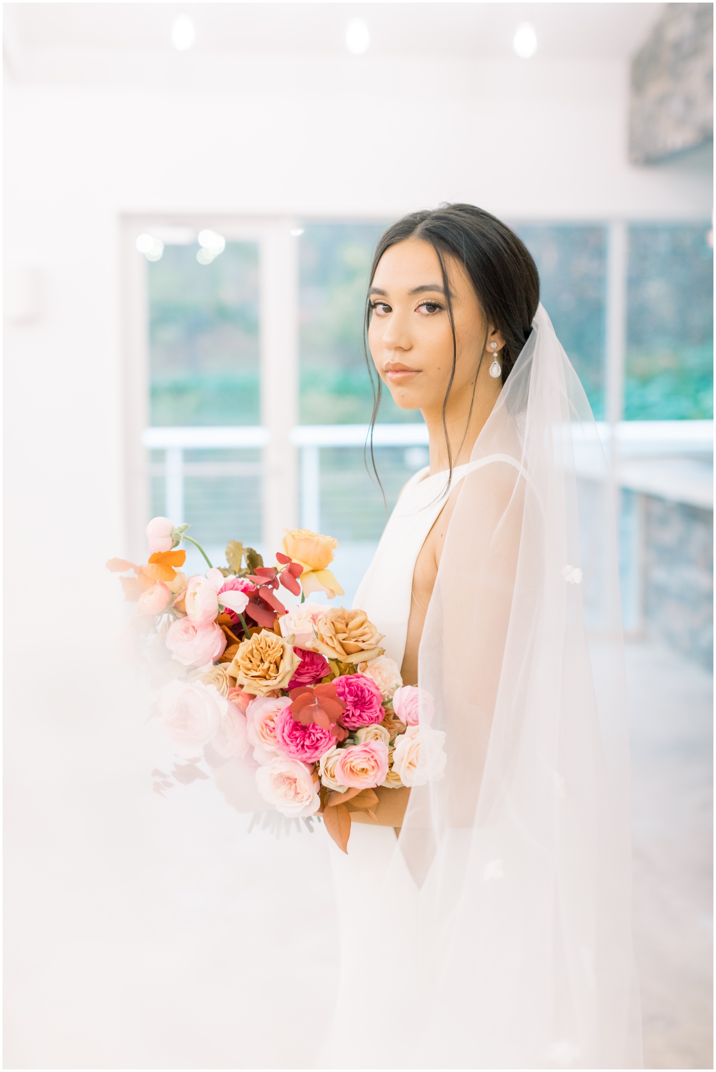 a bride holding her bouquet