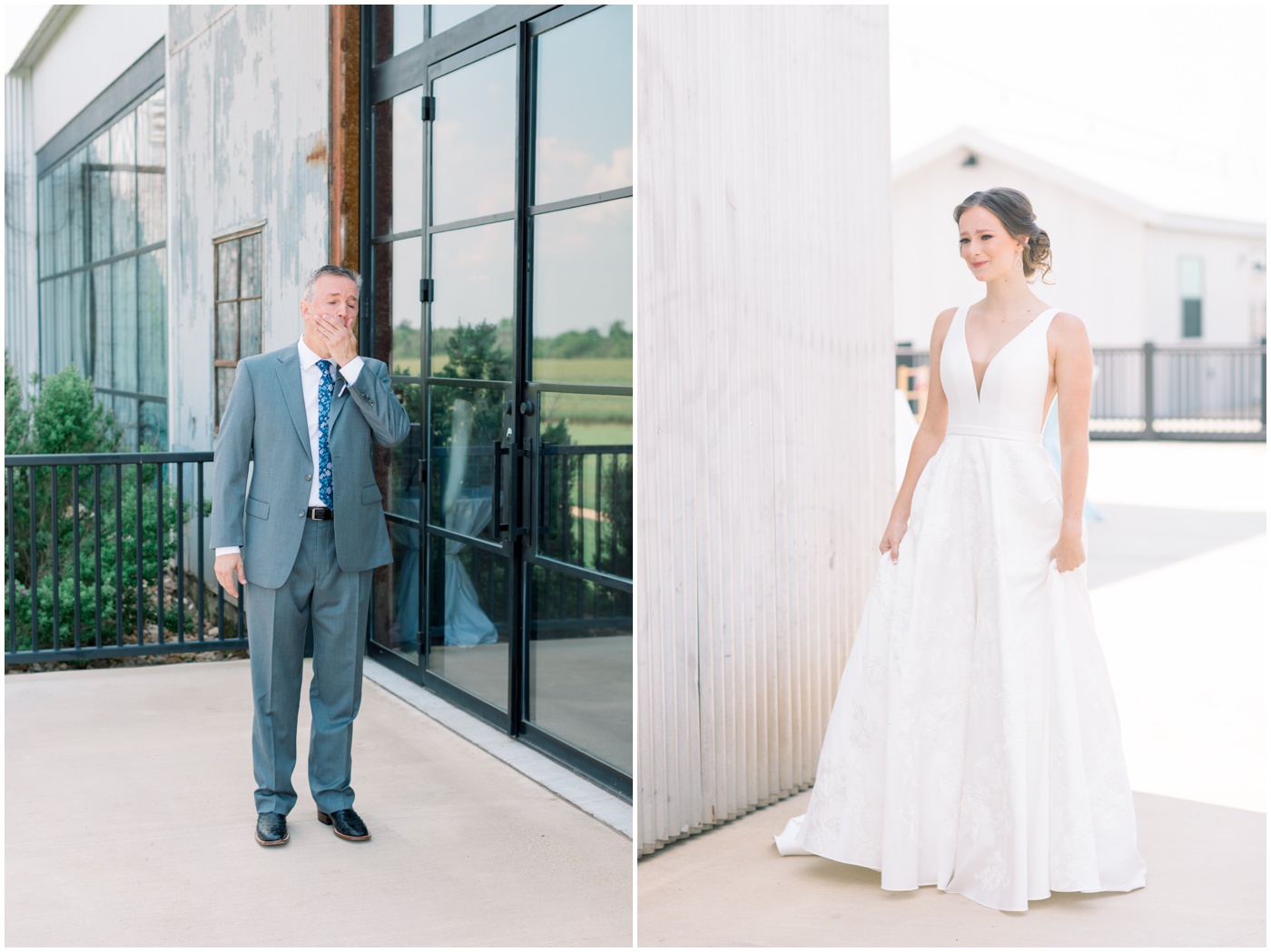 Texas wedding photographer captures dad crying as he sees his daughter on her wedding day