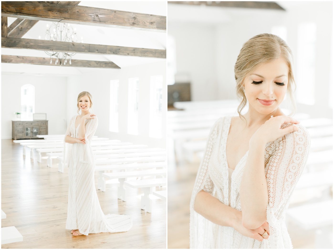 Houston bridal session | a bride smiling in the wedding chapel
