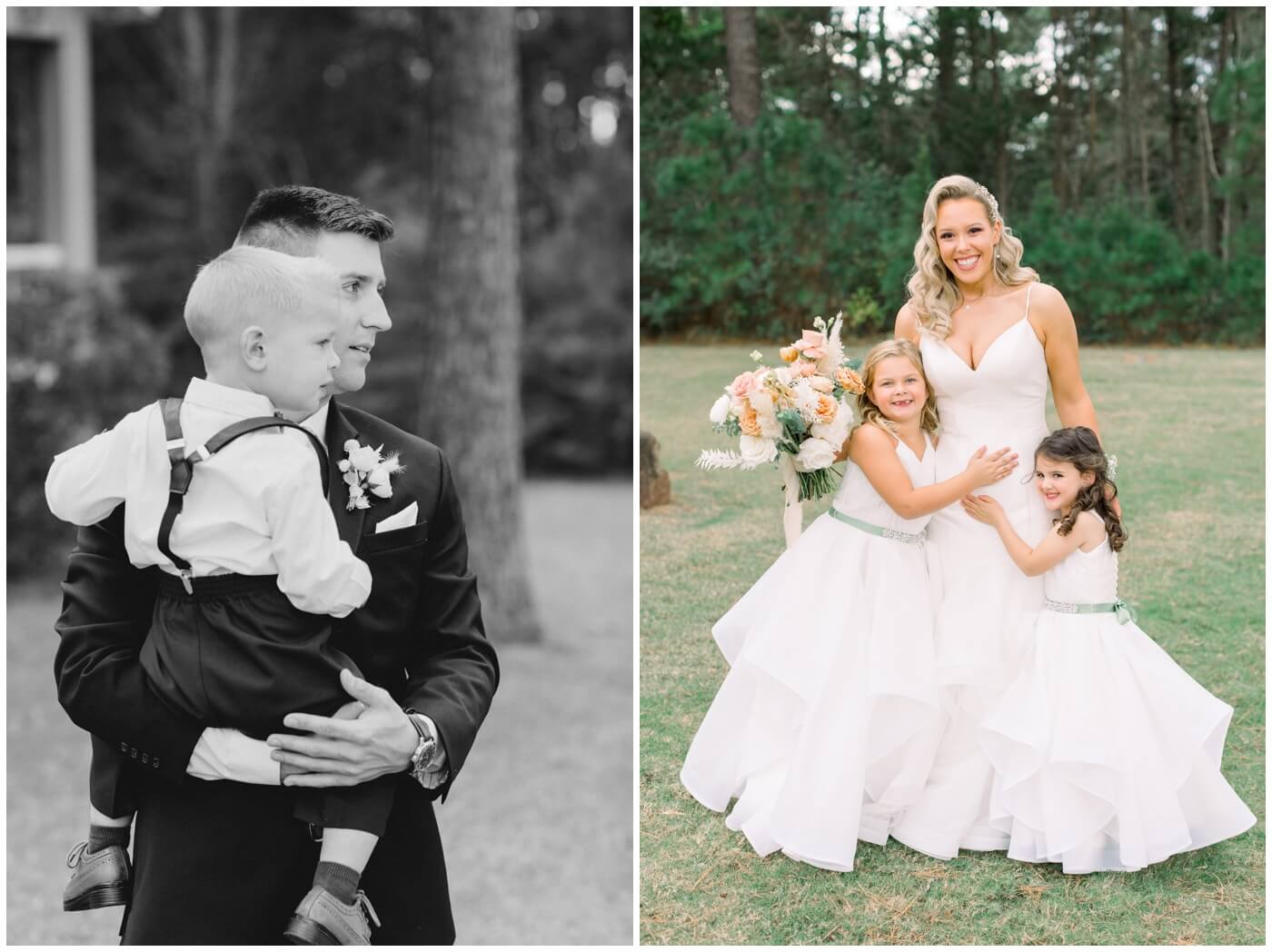 Houston Wedding at The Vine | the bride and groom with their flower girls and ring bearer