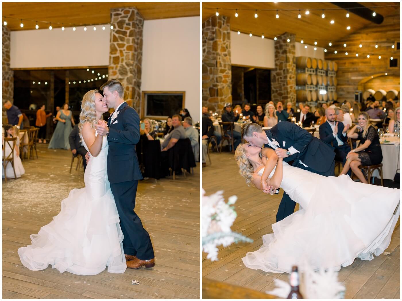 Houston Wedding at The Vine | the bride and groom smile during their first dance 