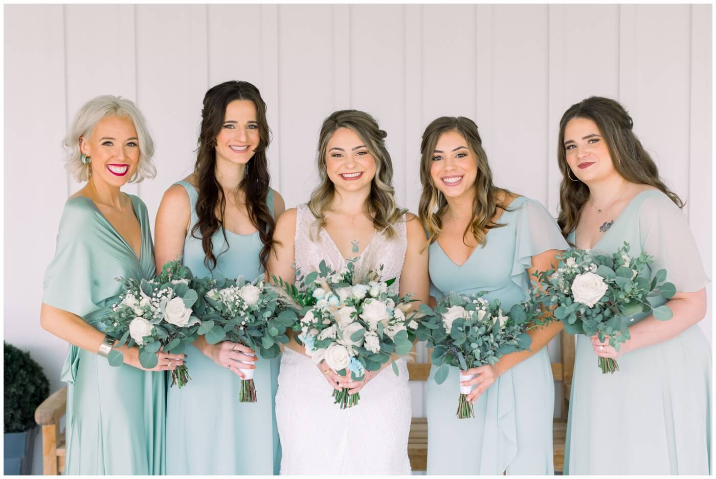 Texas farmhouse wedding | the bride smiles with her bridesmaids