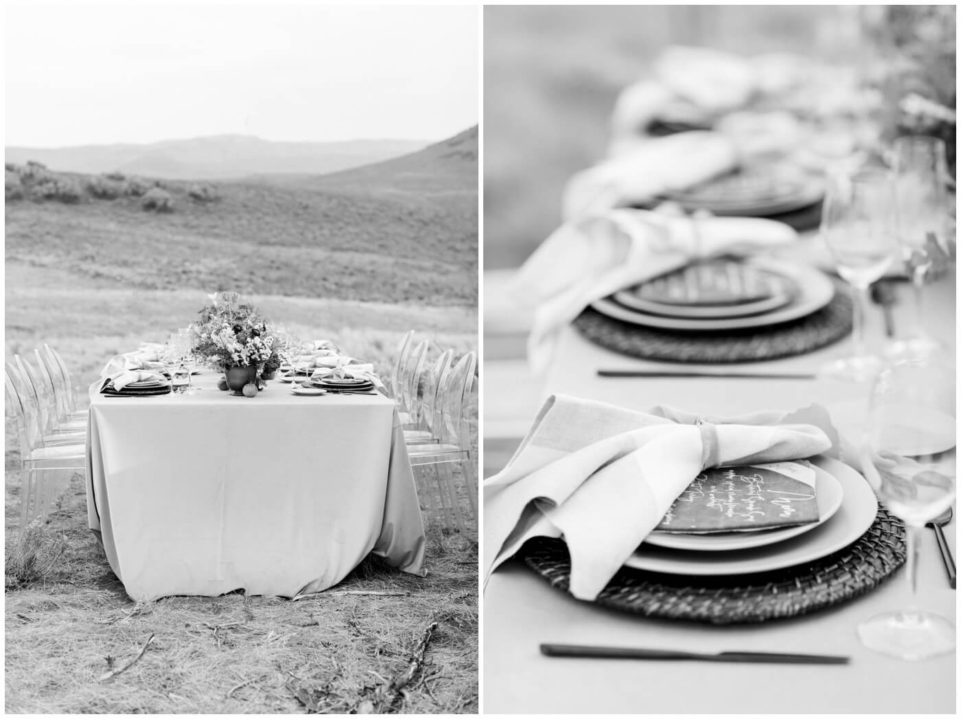 Wedding in the mountains | Beautiful rustic chic table design. 