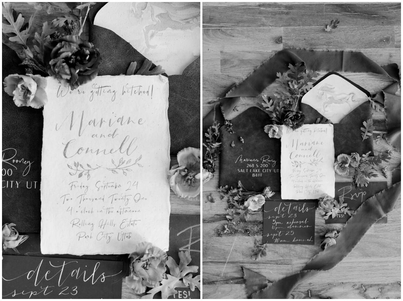 Wedding in the mountains | Beautiful rustic chic wedding invitation suite