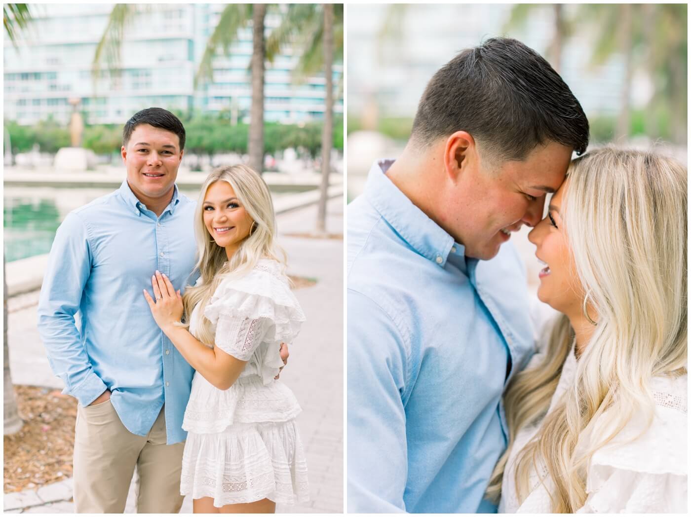 Wedding photographer in Miami | Couple smiles together in downtown Miami