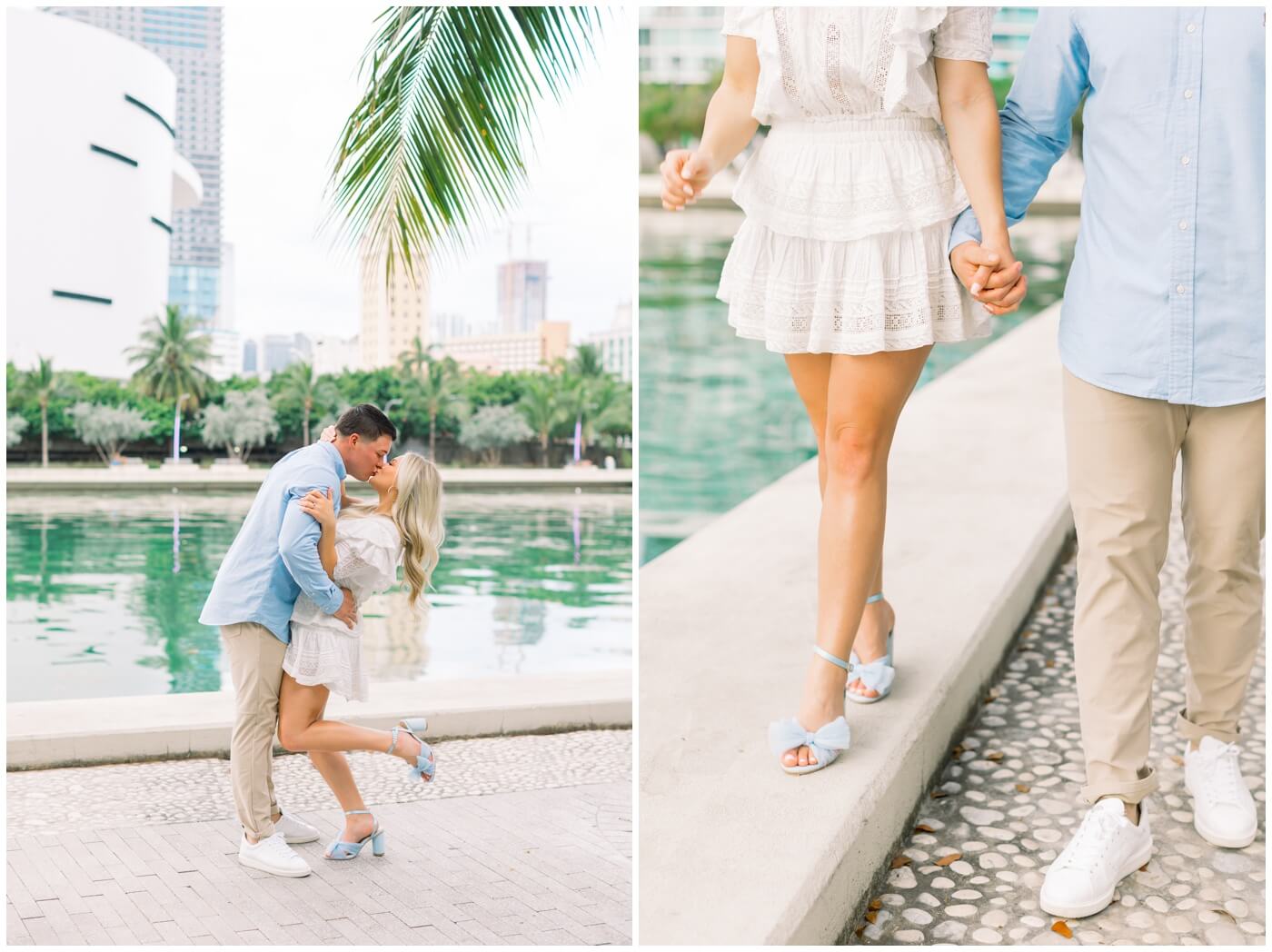 Couple walks together in downtown Miami