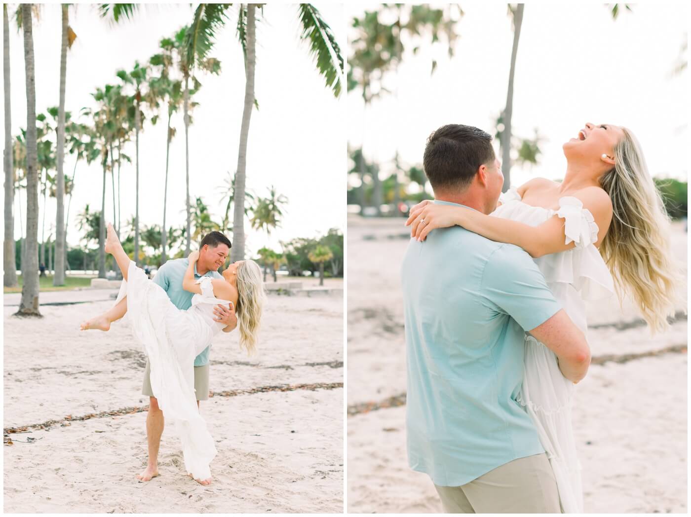 Wedding photographer in Miami | Couple smiles together on the beach in Miami