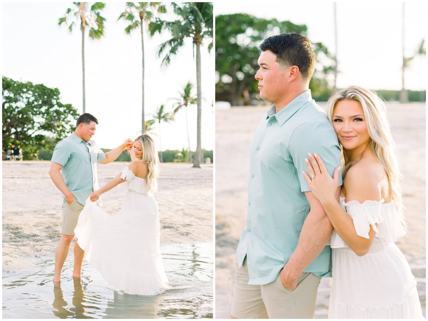 Wedding photographer in Miami | Couple smiles together on the beach