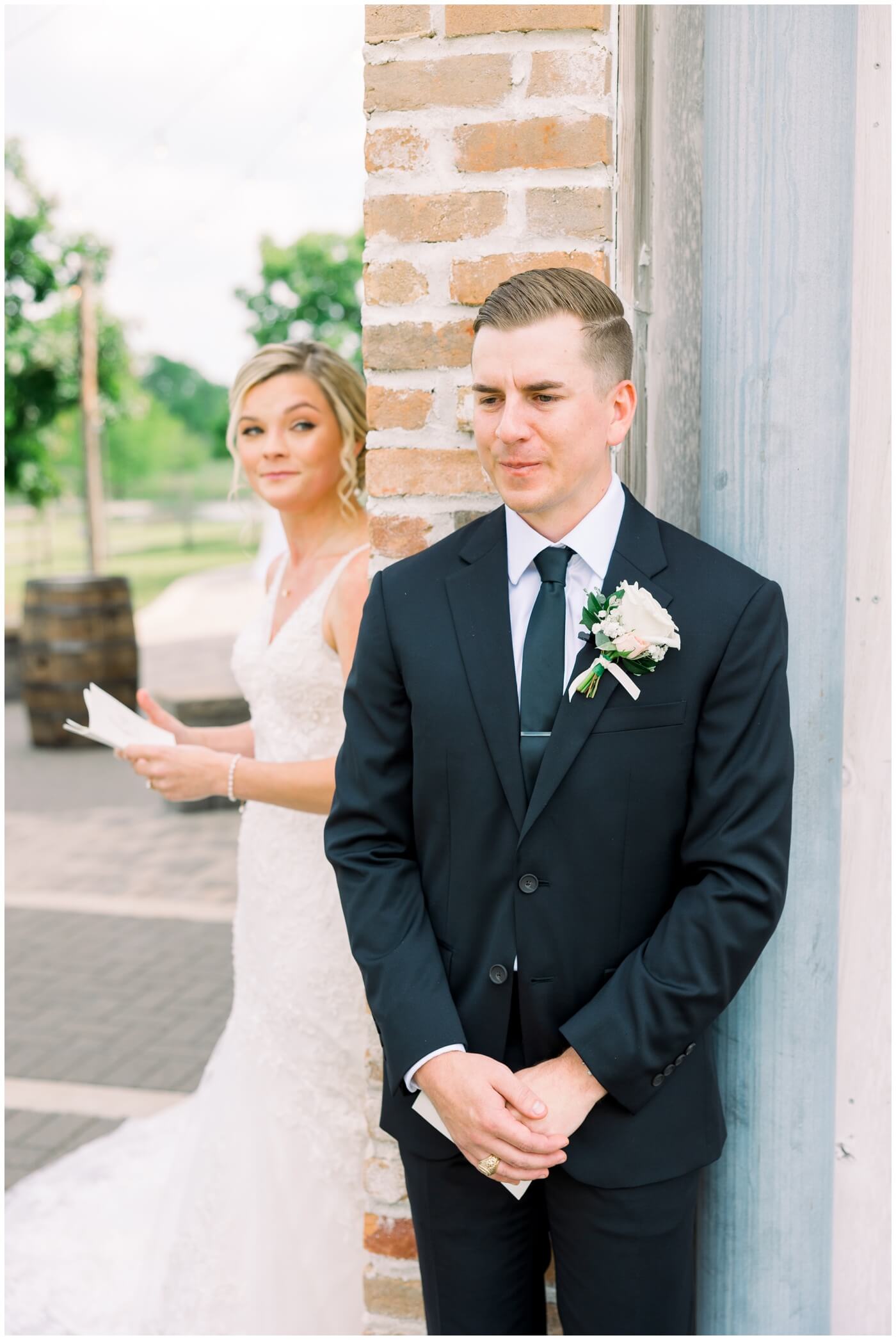 Beckendorff Farms | An emotional bride and groom as they share a first touch