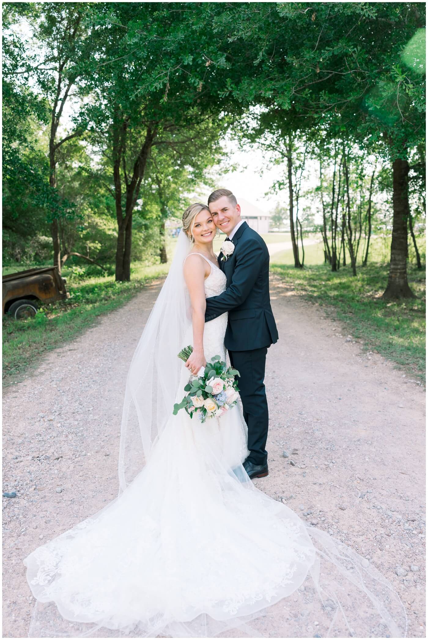 Beckendorff Farms | The bride and groom smile as newly husband and wife