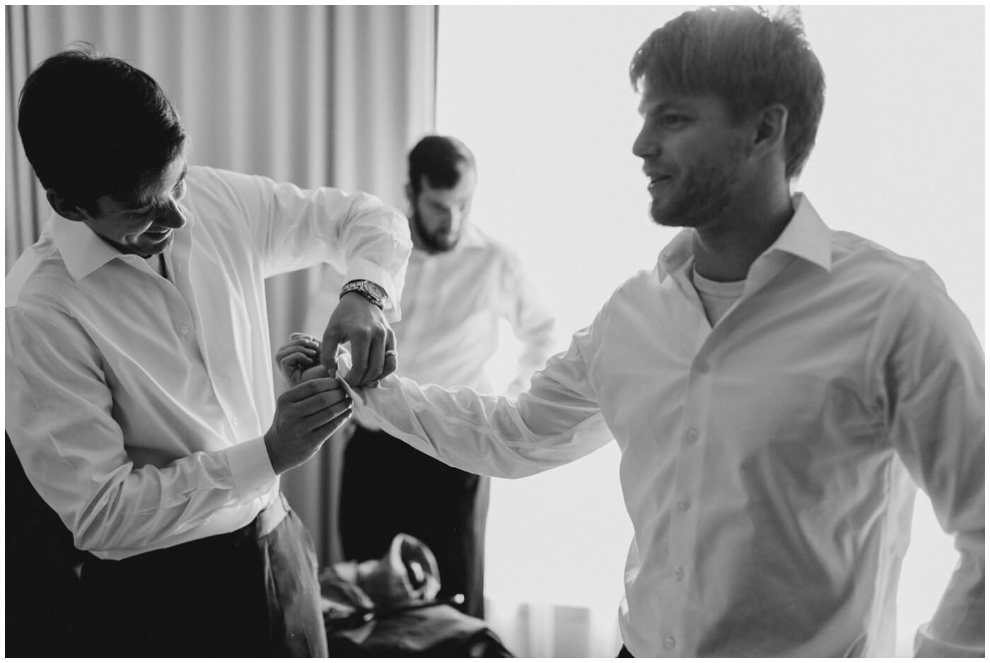 The groom gets ready on his wedding day