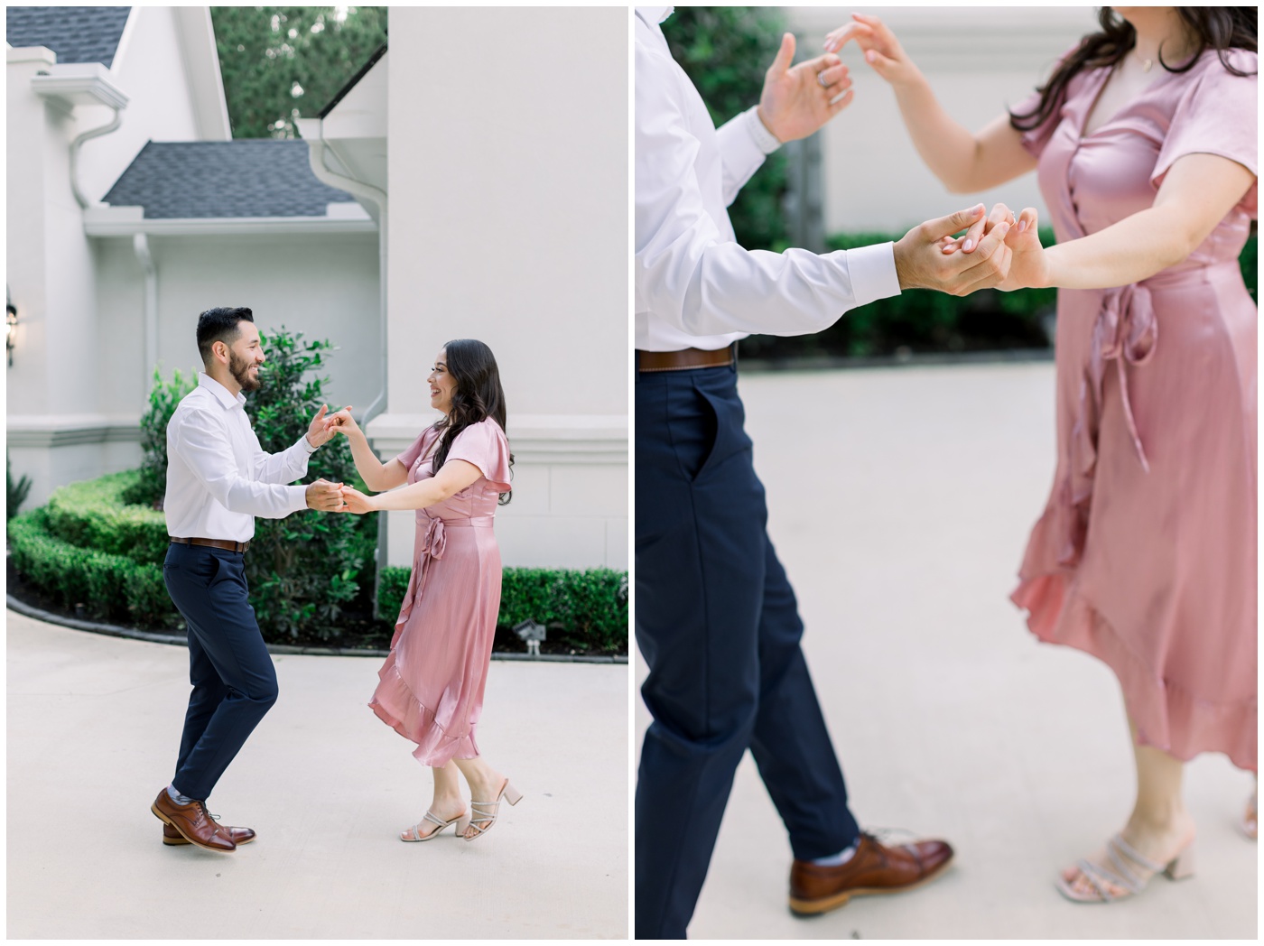 Houston Wedding Photographer | A couple dances together at the Peach Orchard Venue.