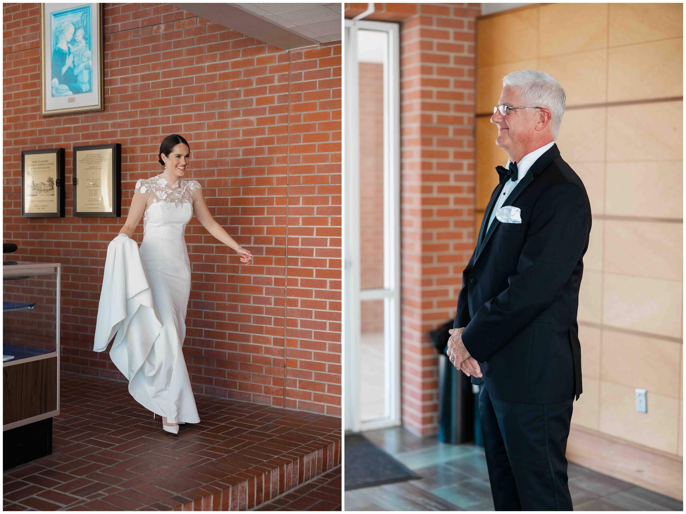 bride shares a first look with her dad