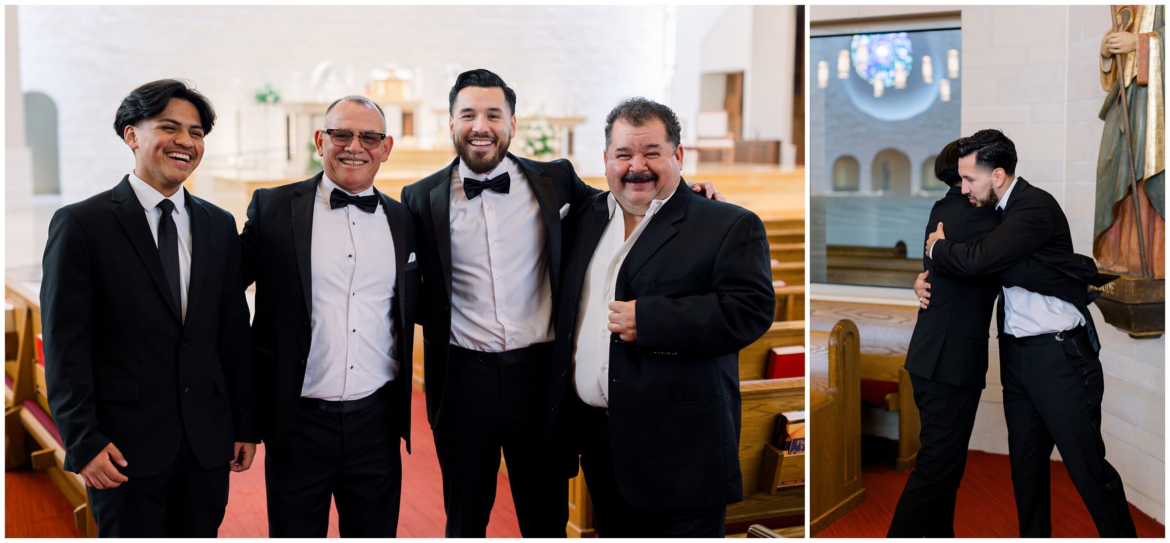 the groom gets ready with his family at saint john vianney catholic church