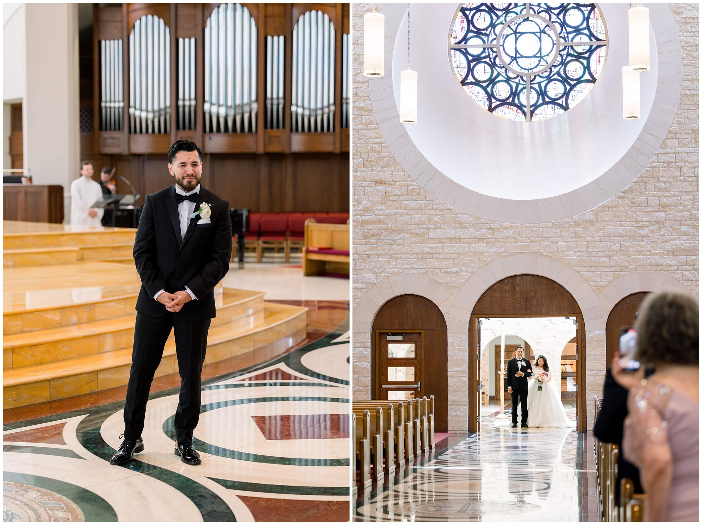 A wedding ceremony at Saint John Vianney Catholic Church