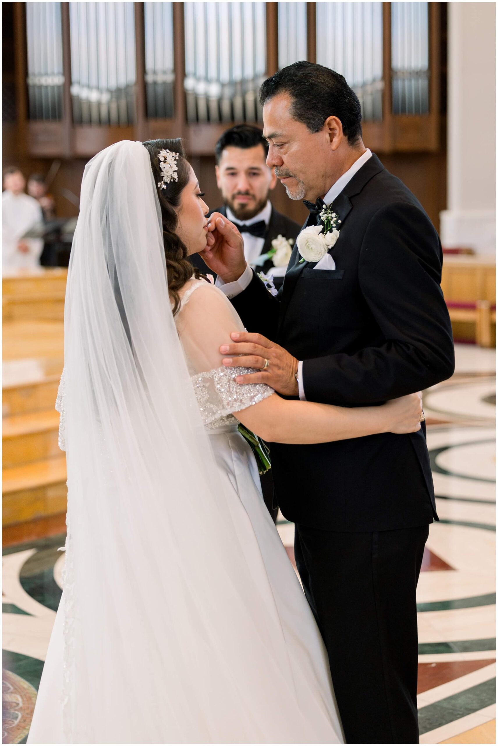 A wedding ceremony at Saint John Vianney Catholic Church