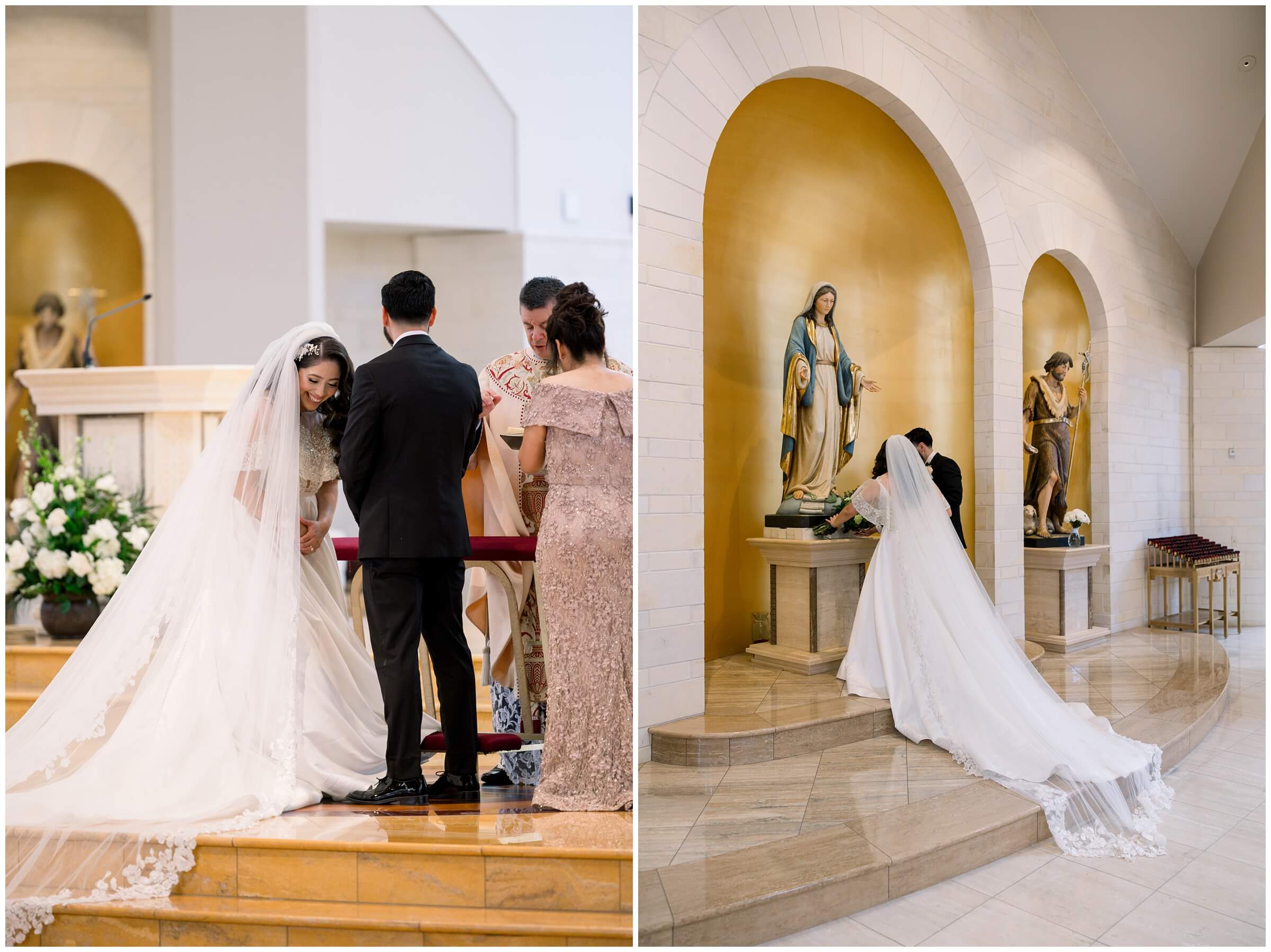 A wedding ceremony at Saint John Vianney Catholic Church