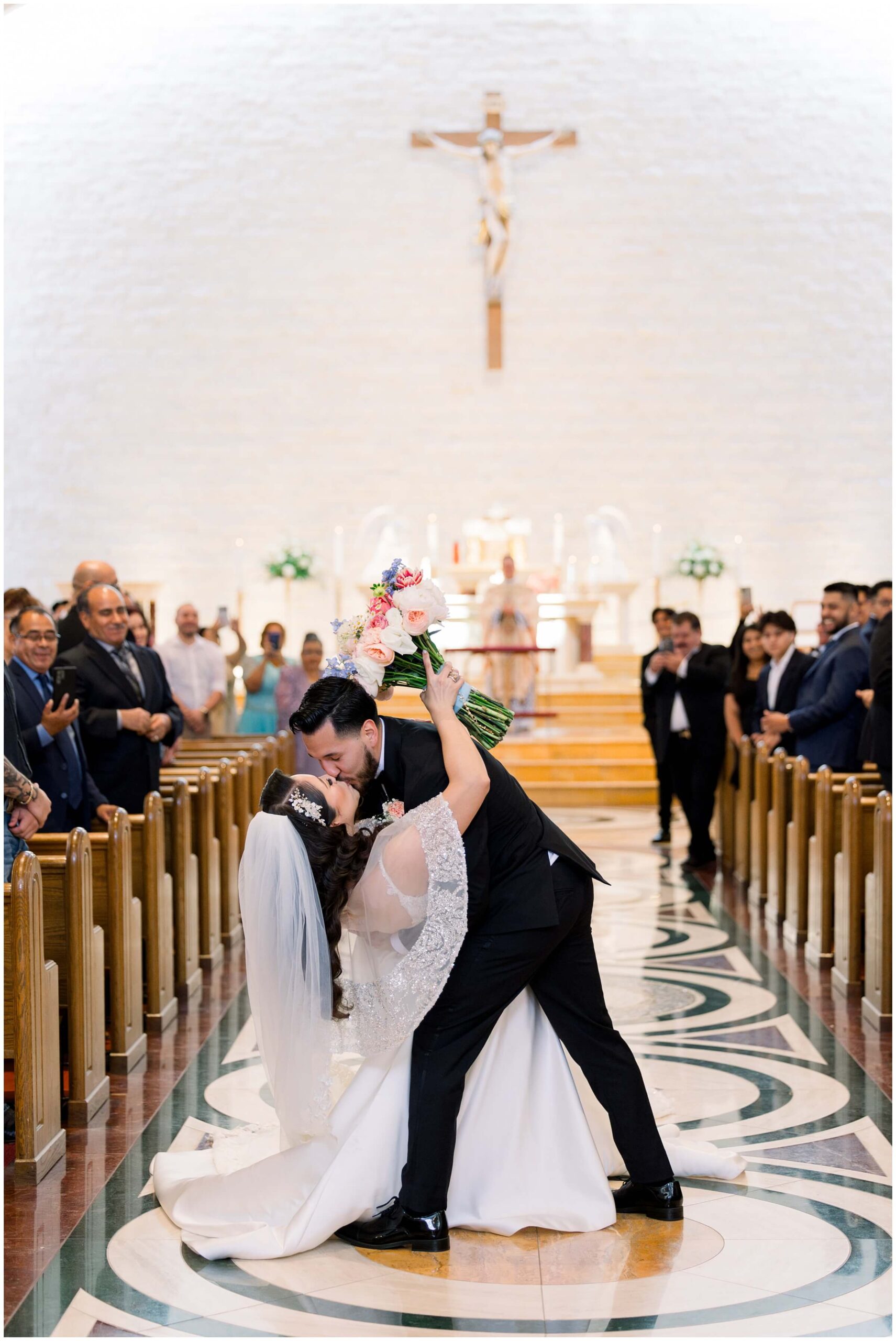 A wedding ceremony at Saint John Vianney Catholic Church