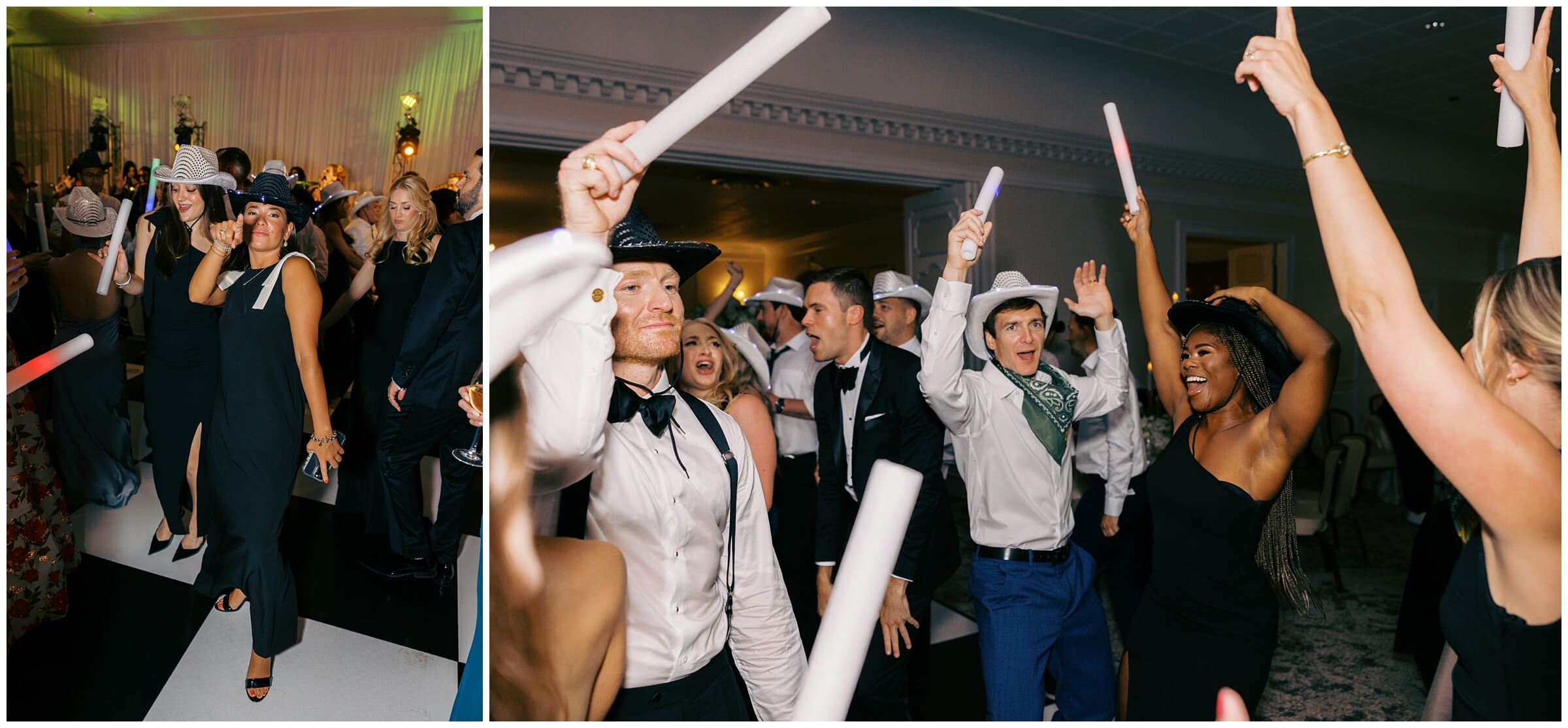 Bride and groom dancing surrounded by guests at Colonial Country Club wedding