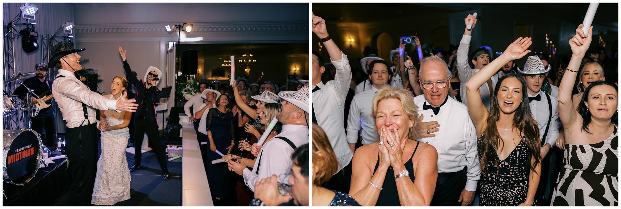 Bride and groom dancing surrounded by guests at Colonial Country Club wedding