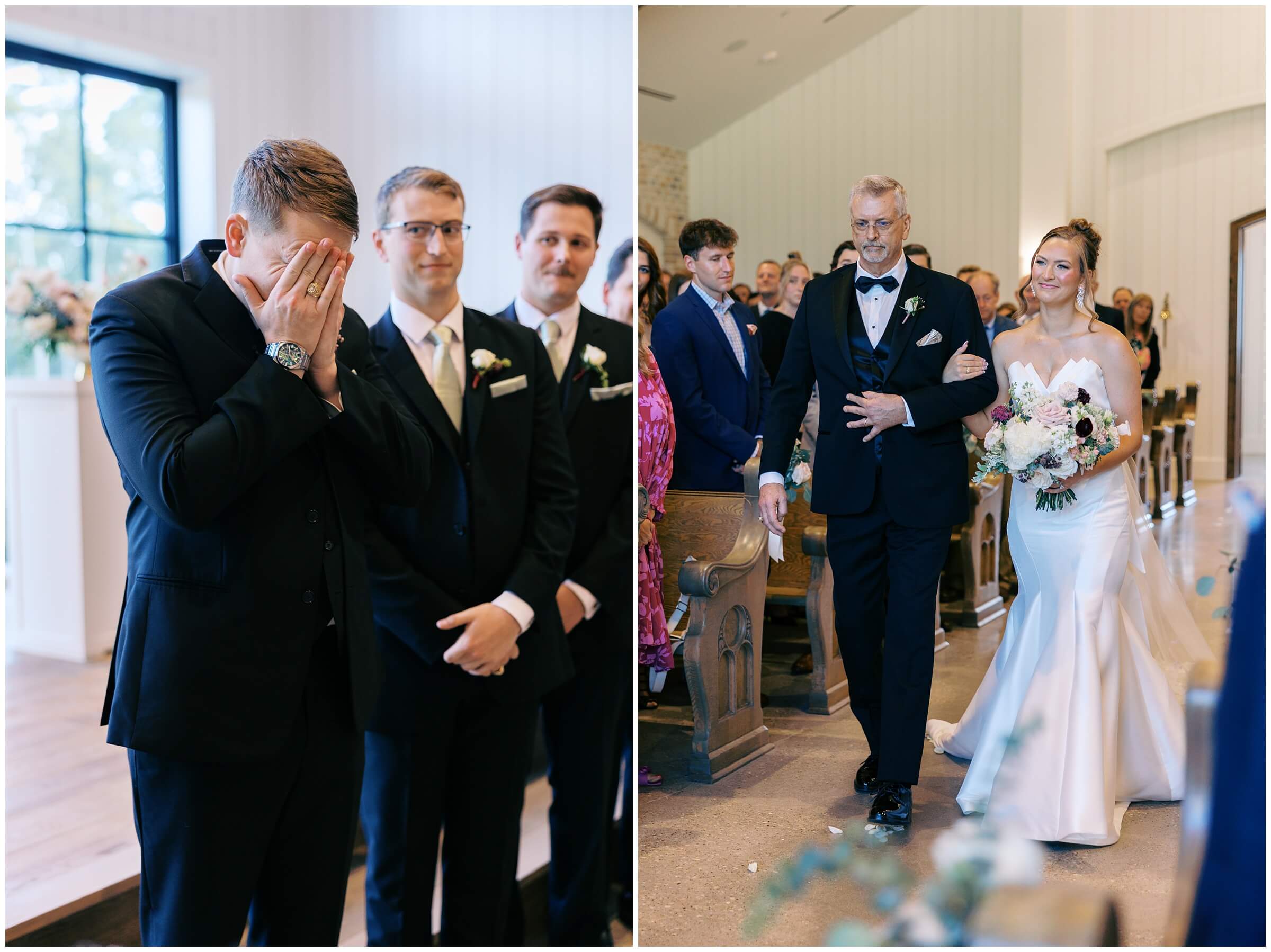 Ceremony at The Blue Magnolia featuring colorful florals by Rose and Rae.