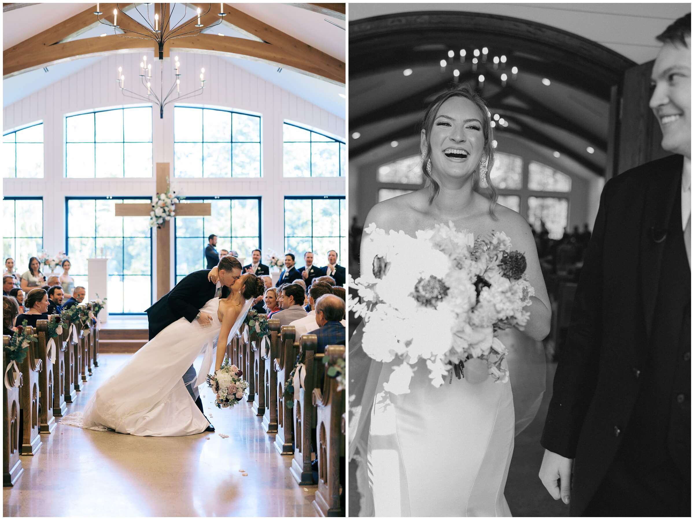 Ceremony at The Blue Magnolia featuring colorful florals by Rose and Rae.