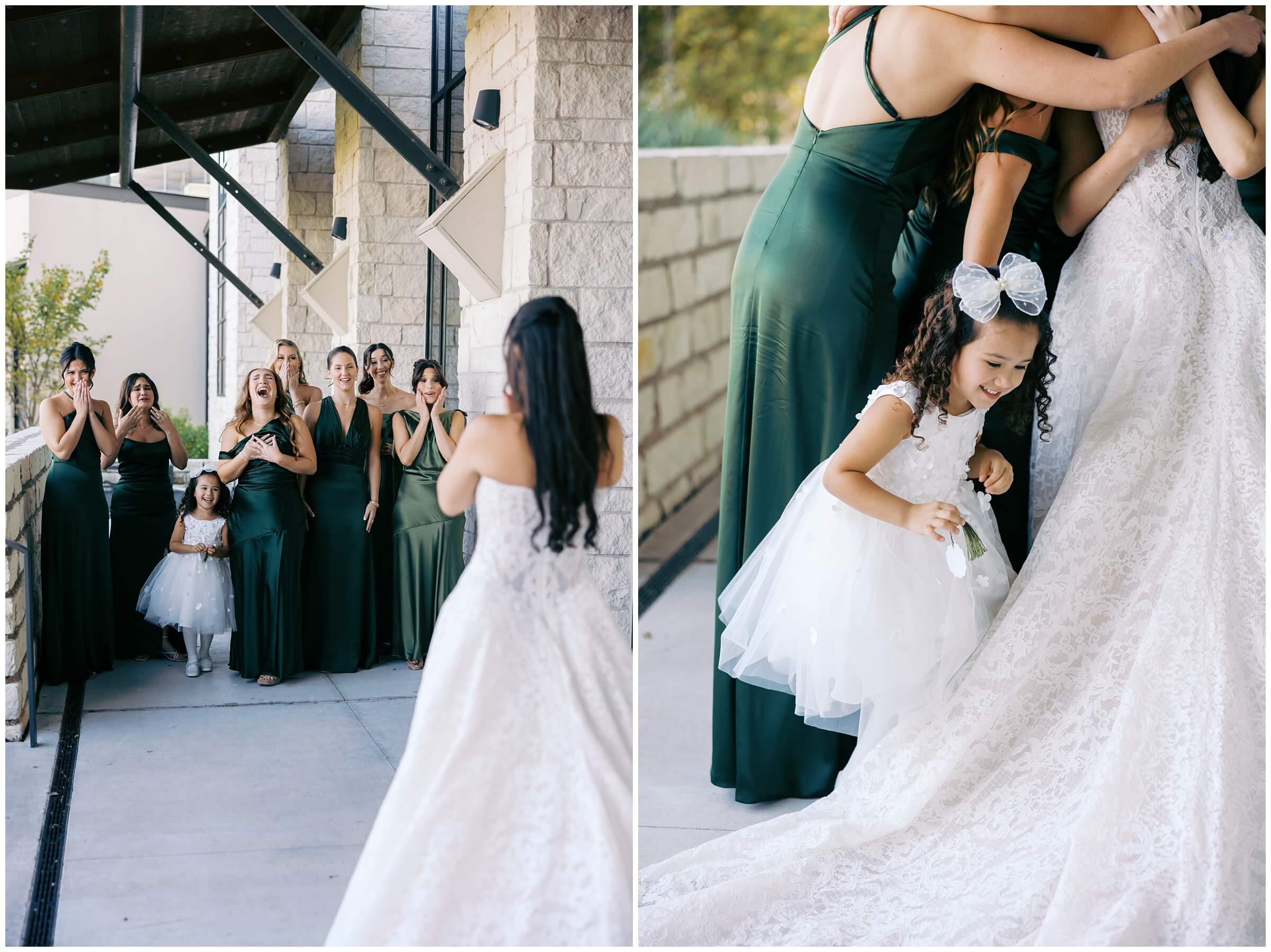 Girls getting ready on the bride's wedding day at the Omni Barton Creek