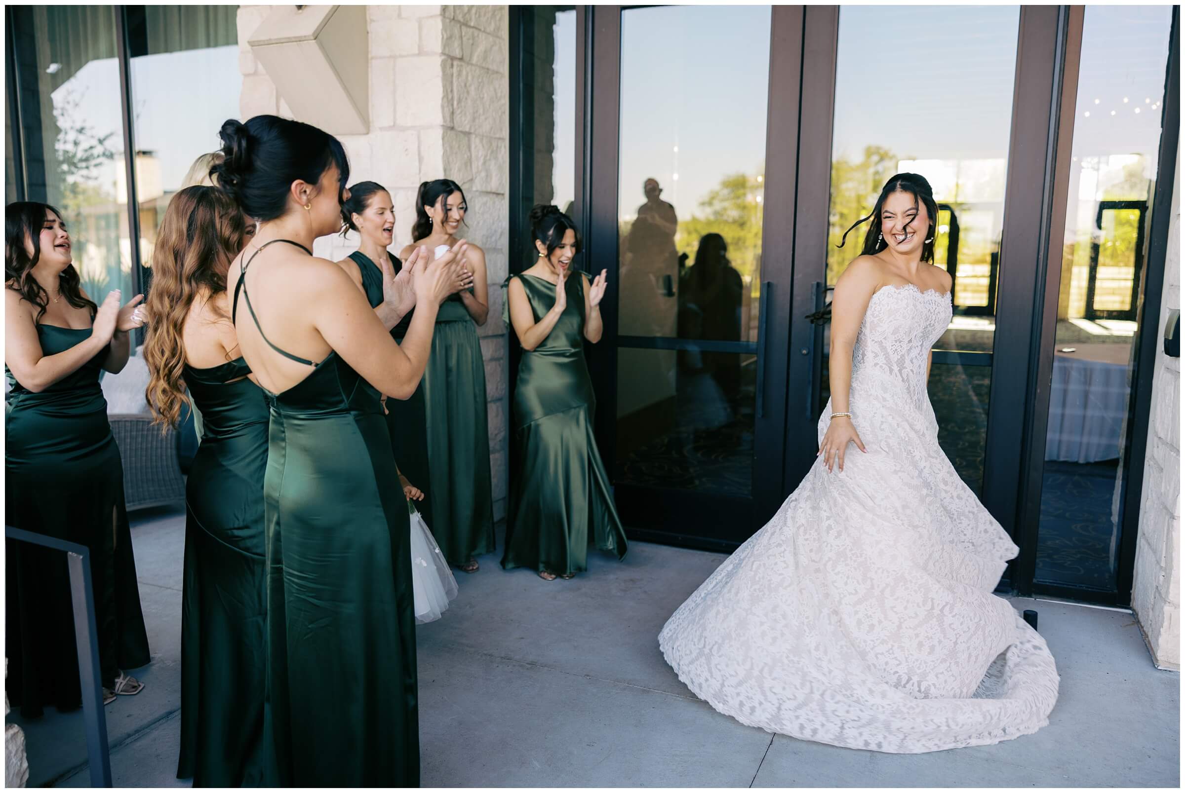 Girls getting ready on the bride's wedding day at the Omni Barton Creek
