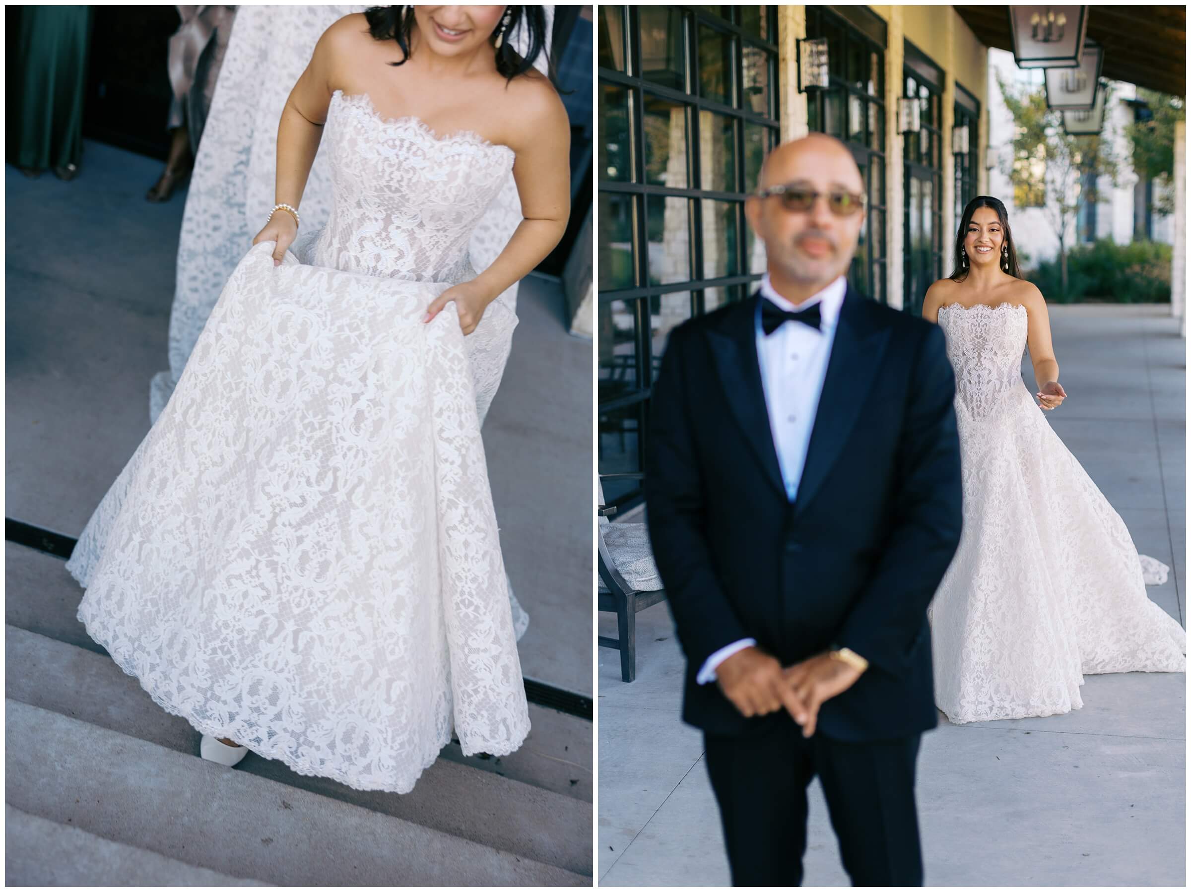 A bride and her father on her wedding day at the omni barton creek