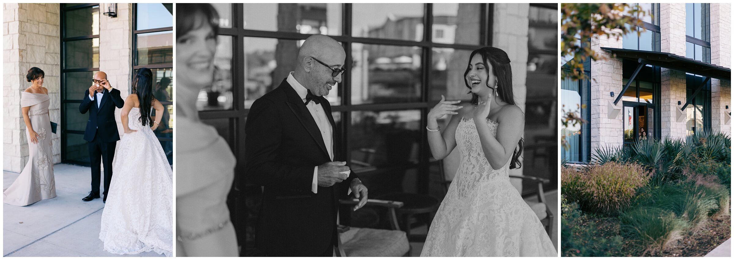 A bride and her father on her wedding day at the omni barton creek