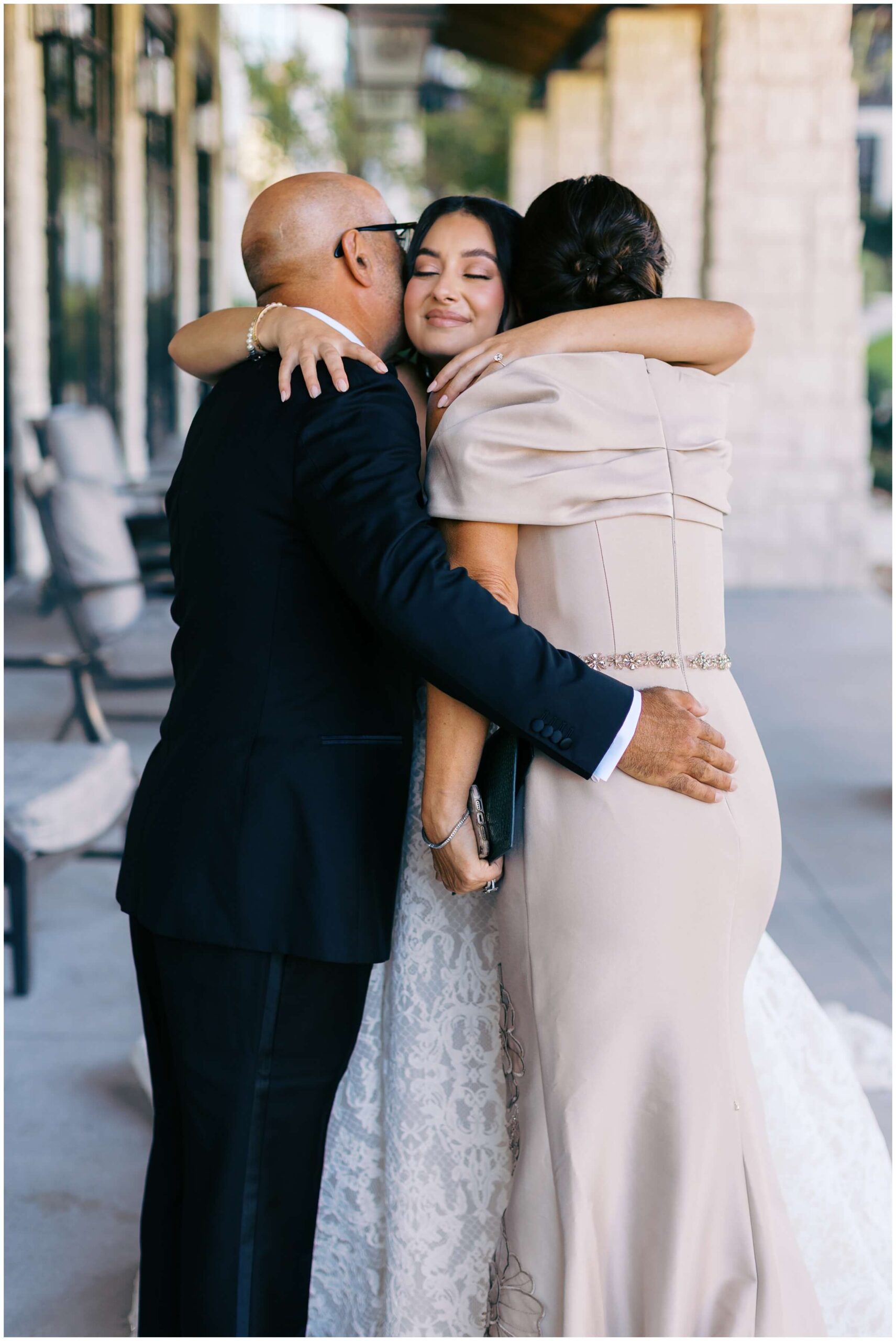 A bride and her father on her wedding day at the omni barton creek