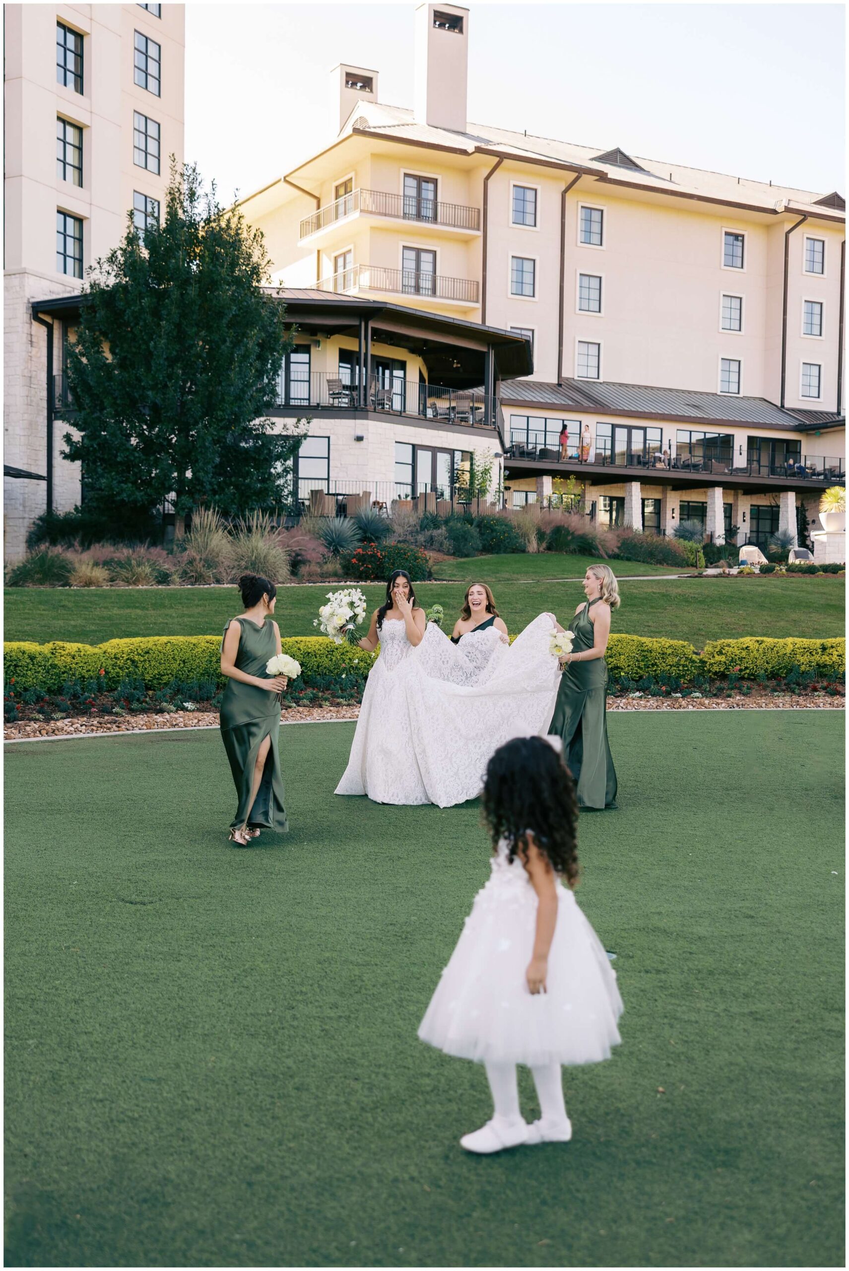 a bride and her bridesmaids at the omni barton creek