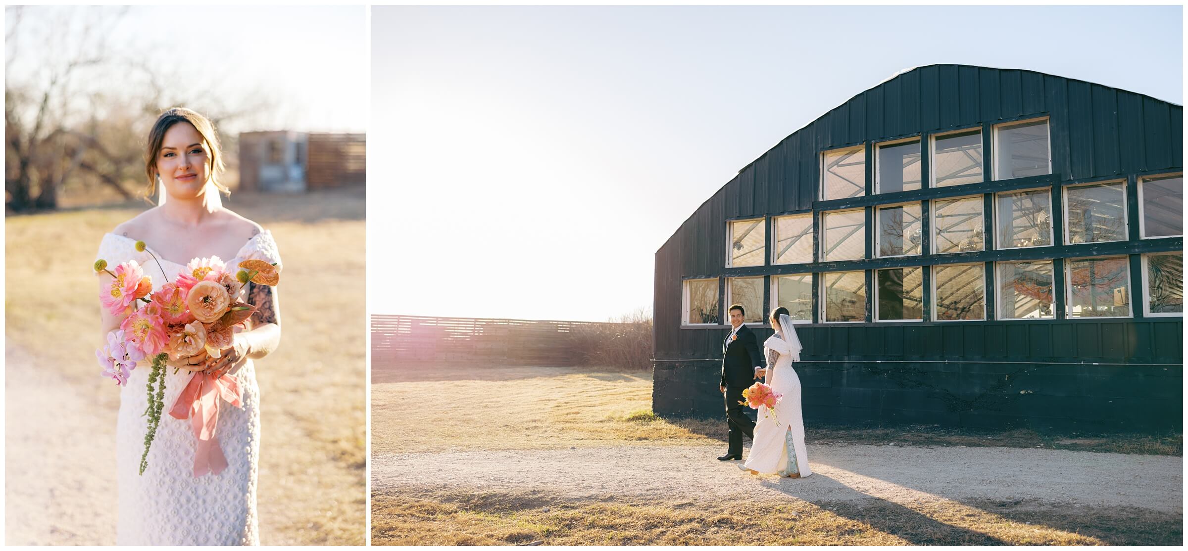 Austin wedding photographer | Bride and groom golden hour portraits at Camino Real Ranch