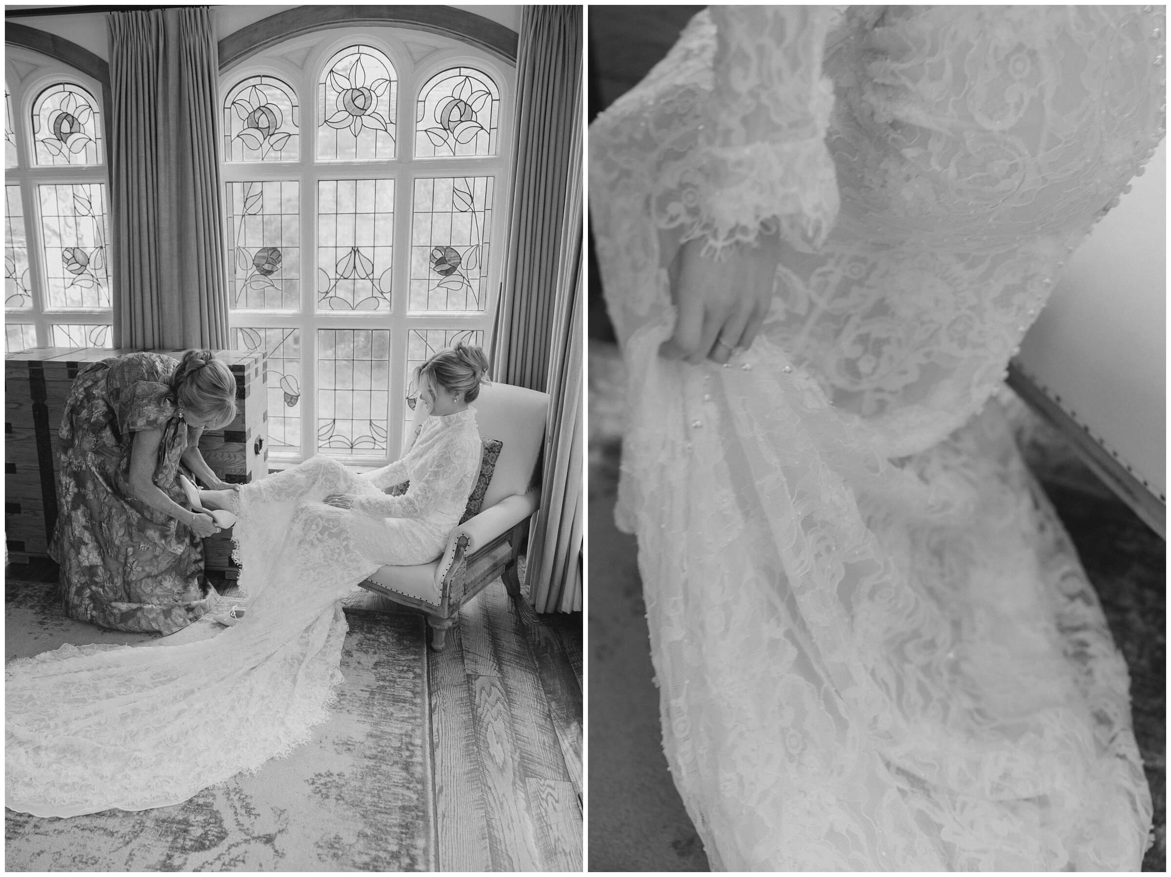 Destination wedding photographer | A bride is getting ready on her wedding day at big cedar lodge
