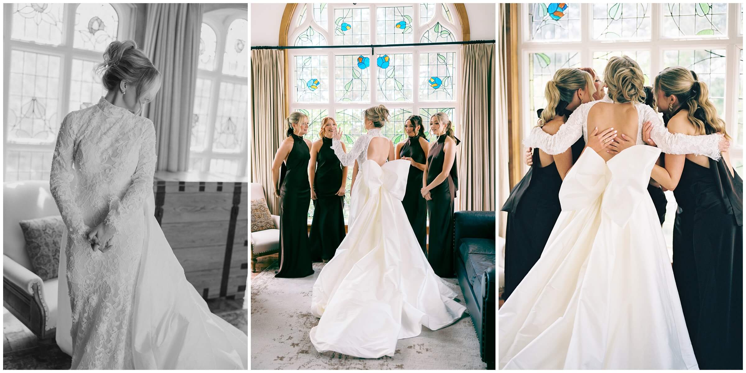 Destination wedding photographer | A bride sharing a first look with her bridesmaids