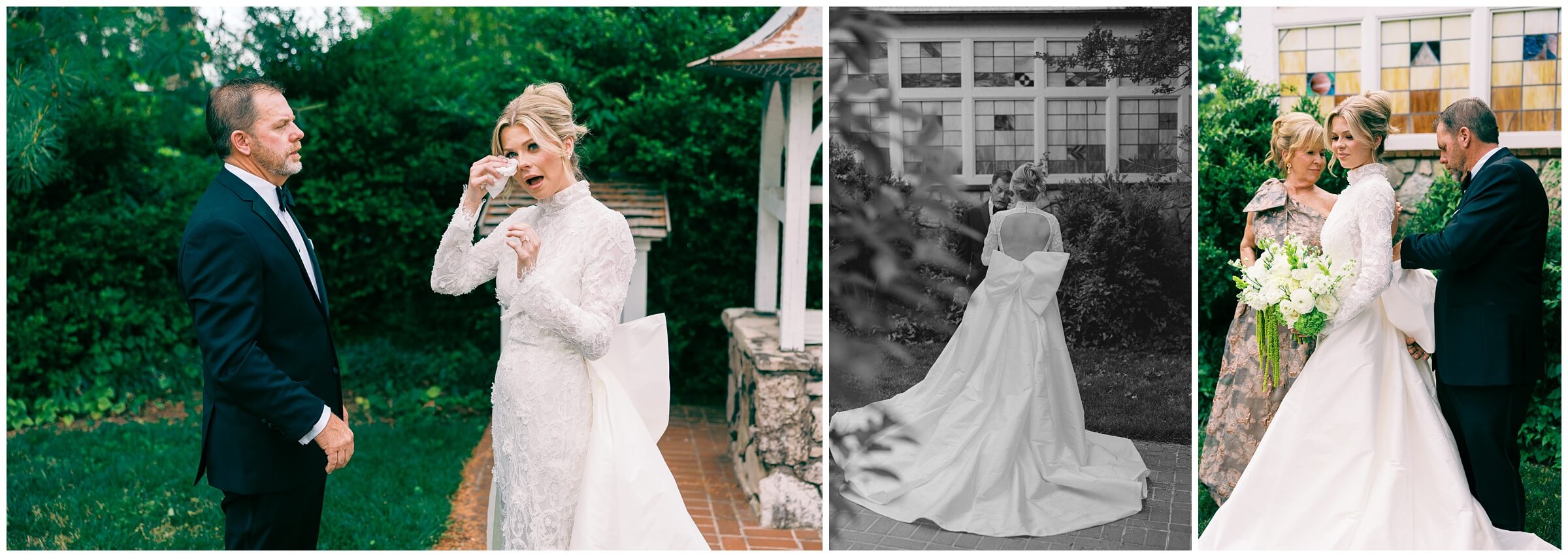 Destination wedding photographer | A bride sharing a first look with her dad at big cedar lodge