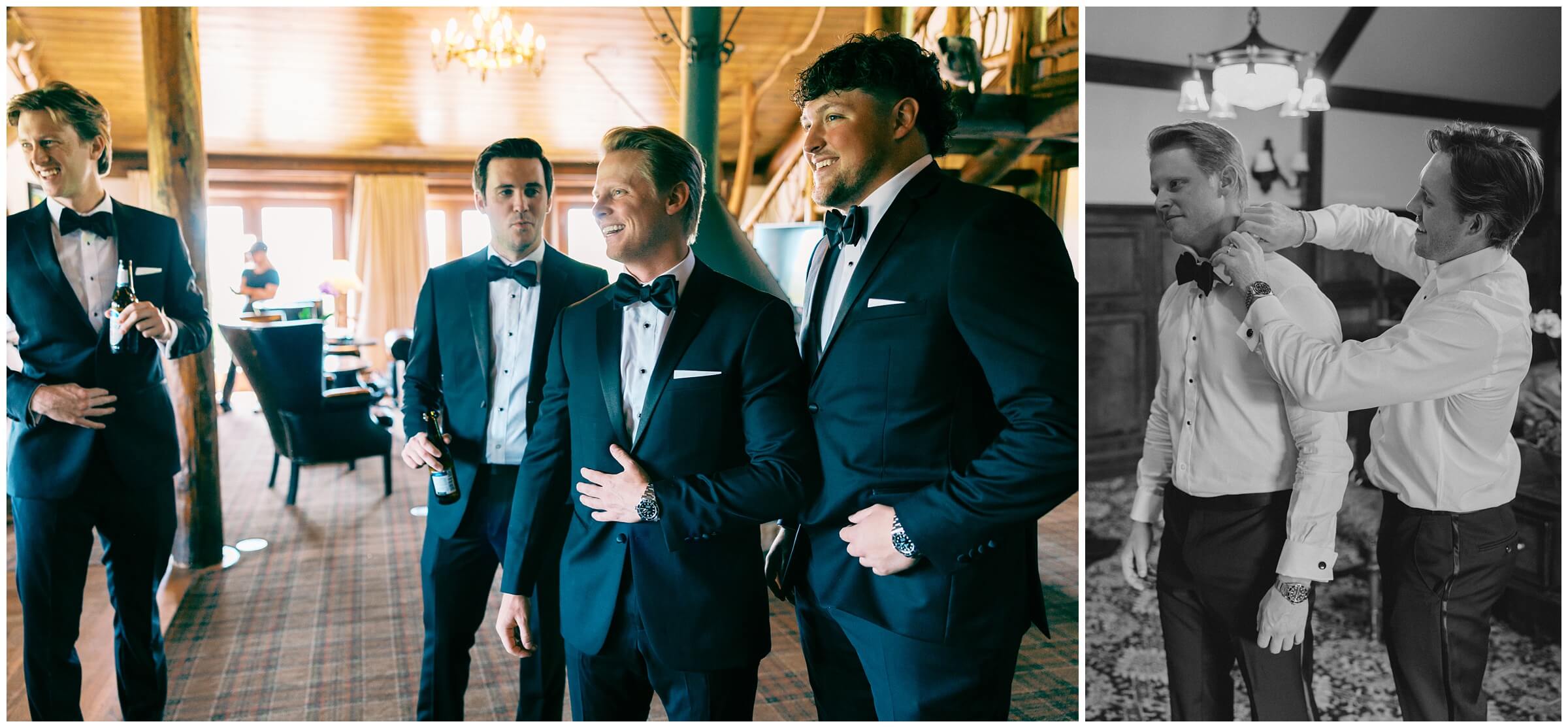 Missouri wedding photographer | The groom and groomsmen getting ready on his wedding day at big cedar lodge