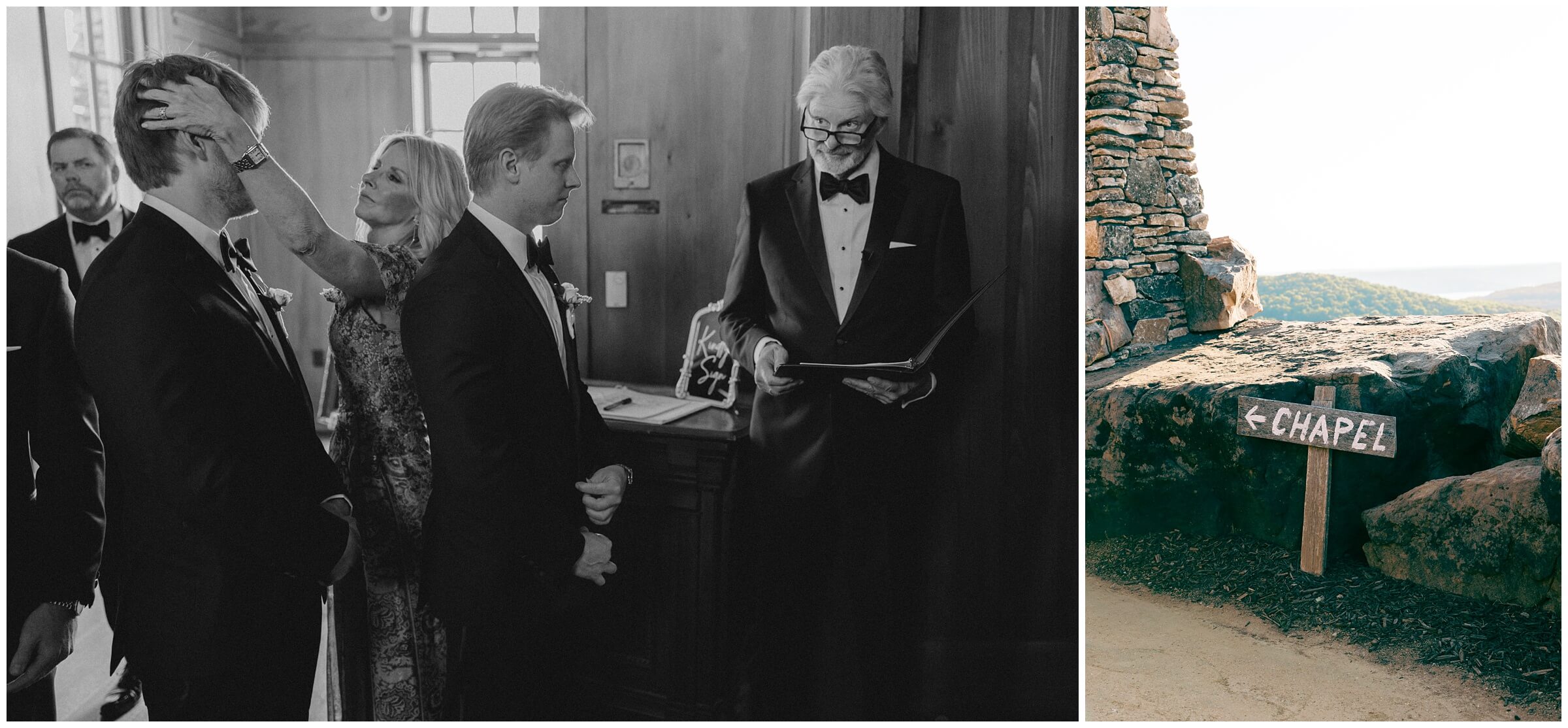 Destination wedding photographer | The wedding ceremony in the chapel at top of the rock in Branson, Missouri