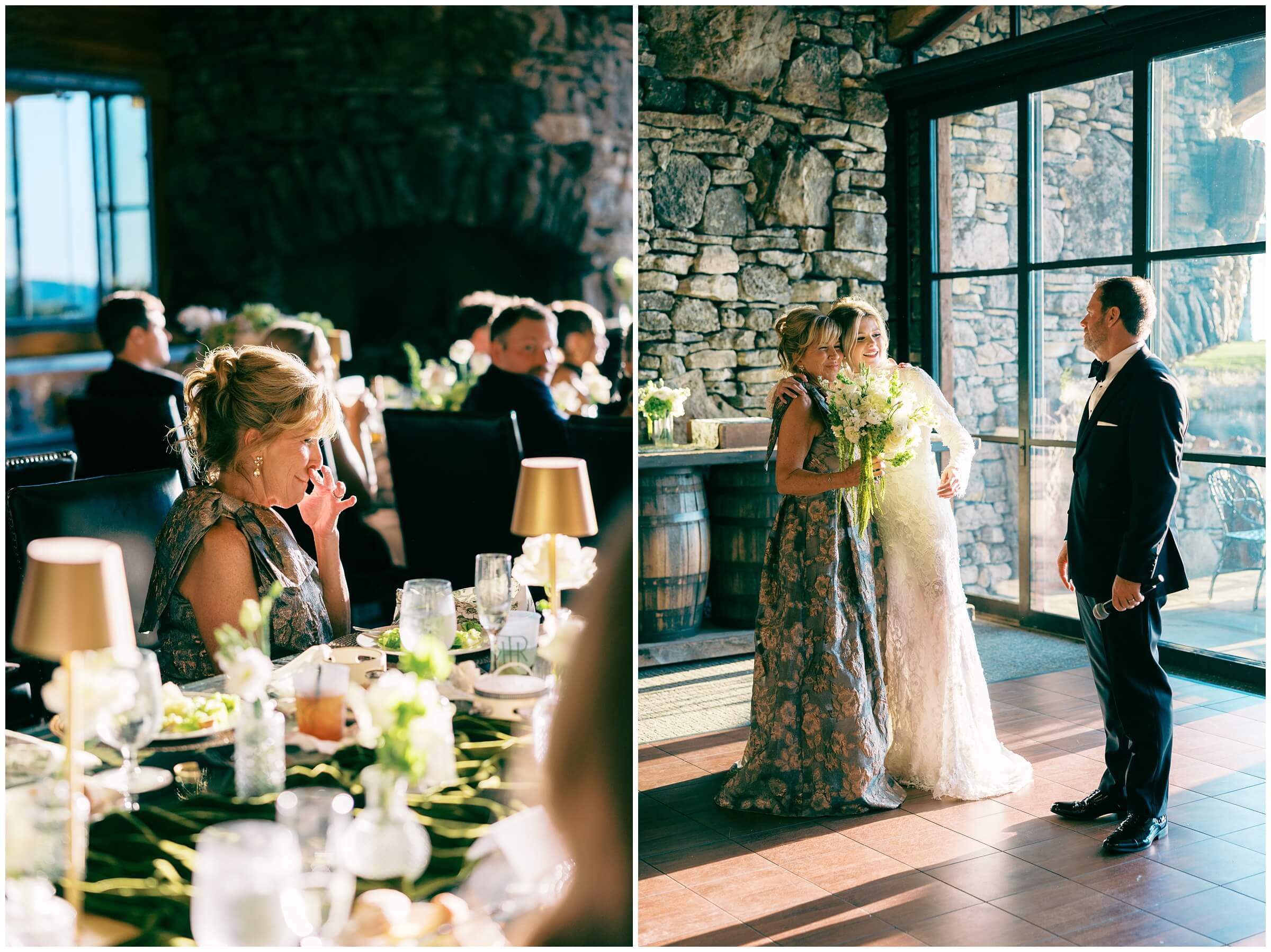 Destination Wedding photographer | Guests celebrating the couple at the wedding reception at the wine cellar of top of the rock