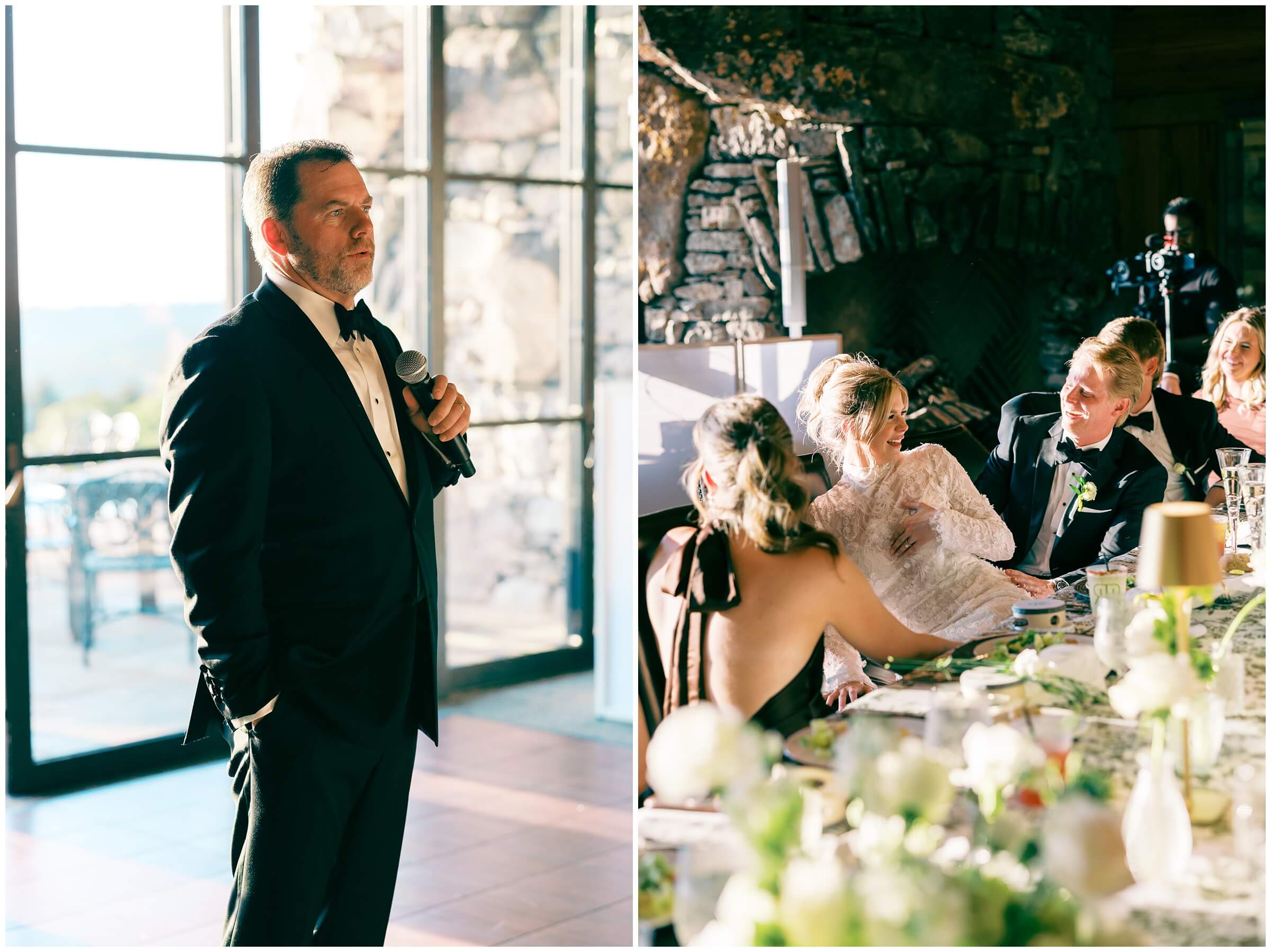 Destination Wedding photographer | Guests celebrating the couple at the wedding reception at the wine cellar of top of the rock